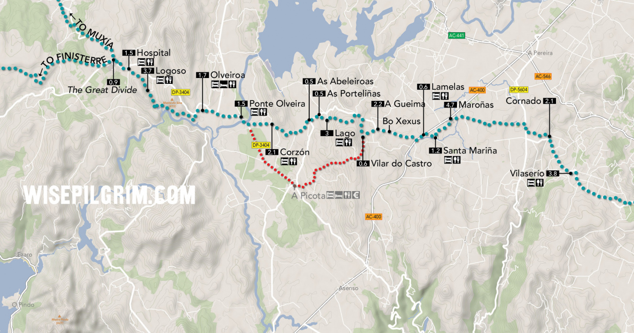 Camino to Finisterre & Muxía Map 2